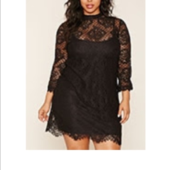 Plus Size Sheer Lace Dress