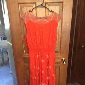 High low sheer neckline maxi dress!