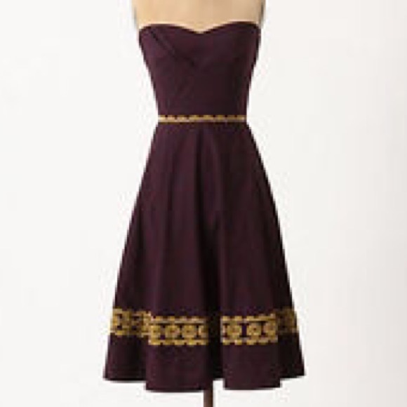 Anthropolgie- Girls from Savoy purple gold dress