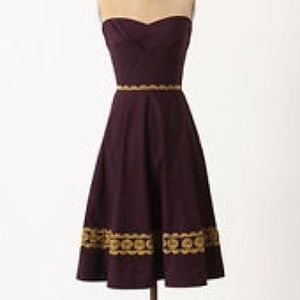 Anthropolgie- Girls from Savoy purple gold dress