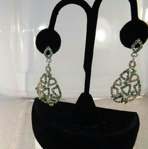Light Green & Light Yellow Sparkle Dangle Earrings