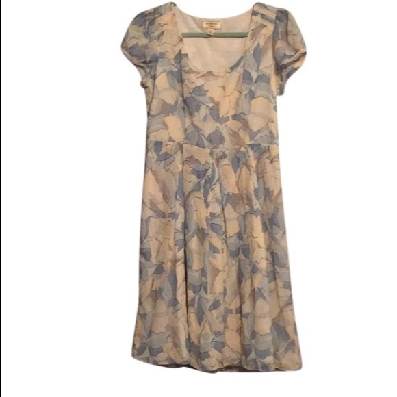 Anthropologie blue, cream and gray dress