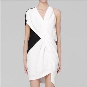 Helmut Lang black and white crepe dress