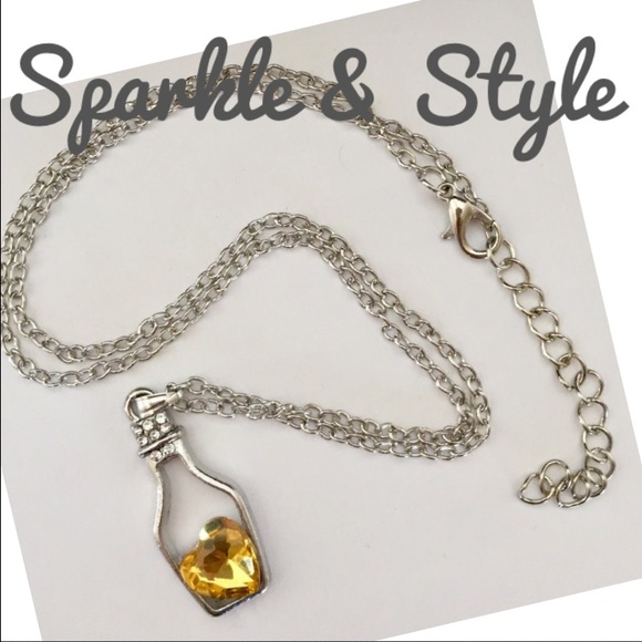 💛Amber heart in bottle necklace - Picture 2 of 2