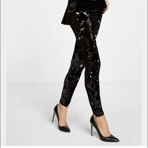 NWT Express velvet and sequin leggings