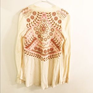 Anthropologie Embroidered Cardigan