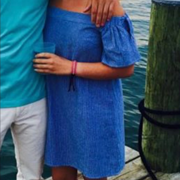 Off the shoulder chambray dress