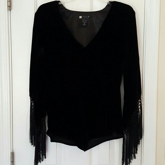 Amazing Black Velvet Boho chic Top M