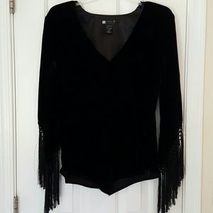 Amazing Black Velvet Boho chic Top M