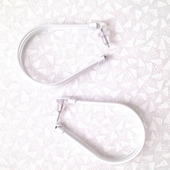 Jewelry - White wire 1.5" oval hoop pierced earrings Jewelry - White wire 1.5" oval hoop pierced earrings