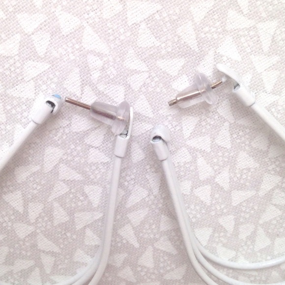 Jewelry - White wire 1.5" oval hoop pierced earrings Jewelry - White wire 1.5" oval hoop pierced earrings