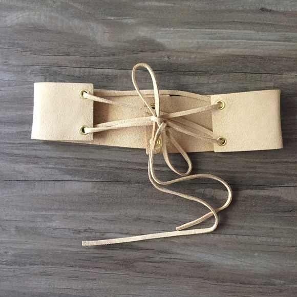 Lace Up Tan Faux Suede Choker - Picture 2 of 3