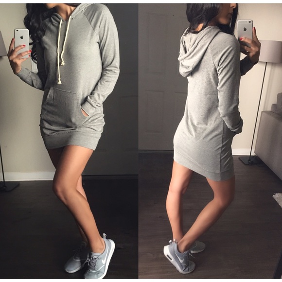 Gray Hoodie Dress - Picture 3 of 4