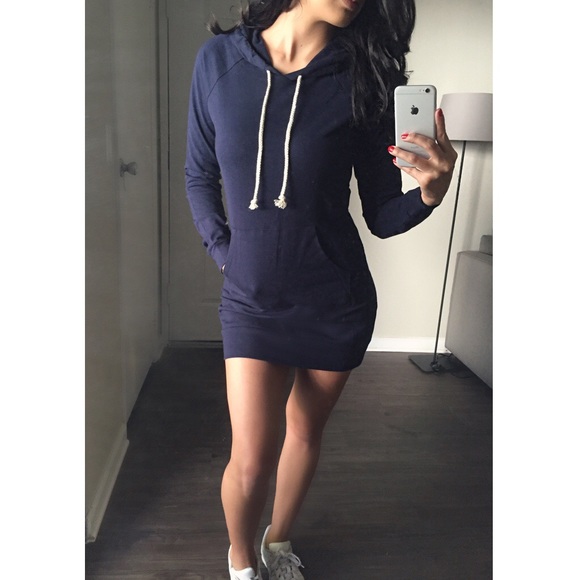 Boutique Sweaters - Navy Hoodie Dress