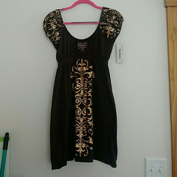 Cattlelac Ranch brown gold dress size L