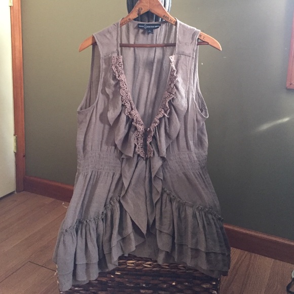 Feminine Semi Sheer Sleeveless Ruffle /Lace Vest