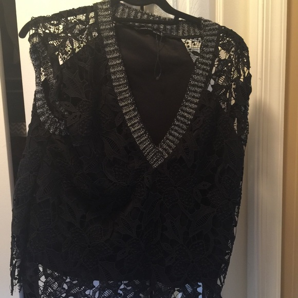 Black Zara Lace Top, size Large
