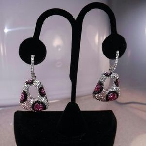 Pink Leopard Bling Earrings
