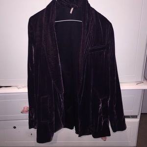 FREE PEOPLE PURPLE VELVET BLAZER