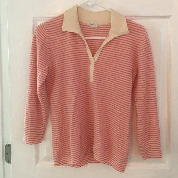 100% cashmere striped polo neck sweater