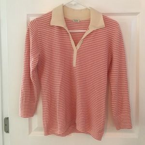 100% cashmere striped polo neck sweater