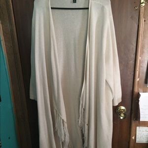 Torrid white/cream colored fringe cardigan duster