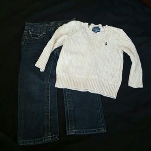 Boys size 3/4 jeans & Ralph Lauren cable sweater