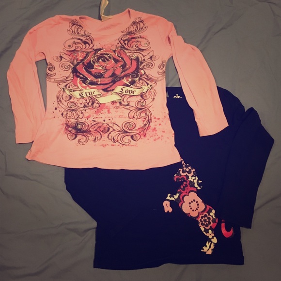 2 girls long sleeve shirts sz M