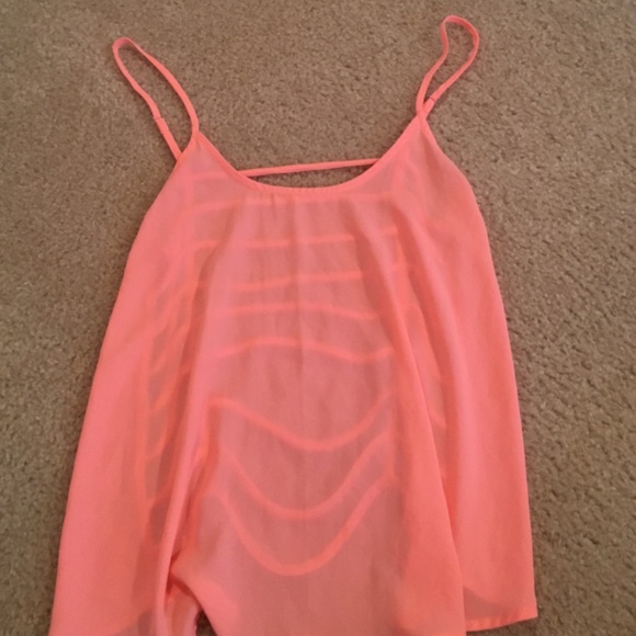 Neon pink caged back top