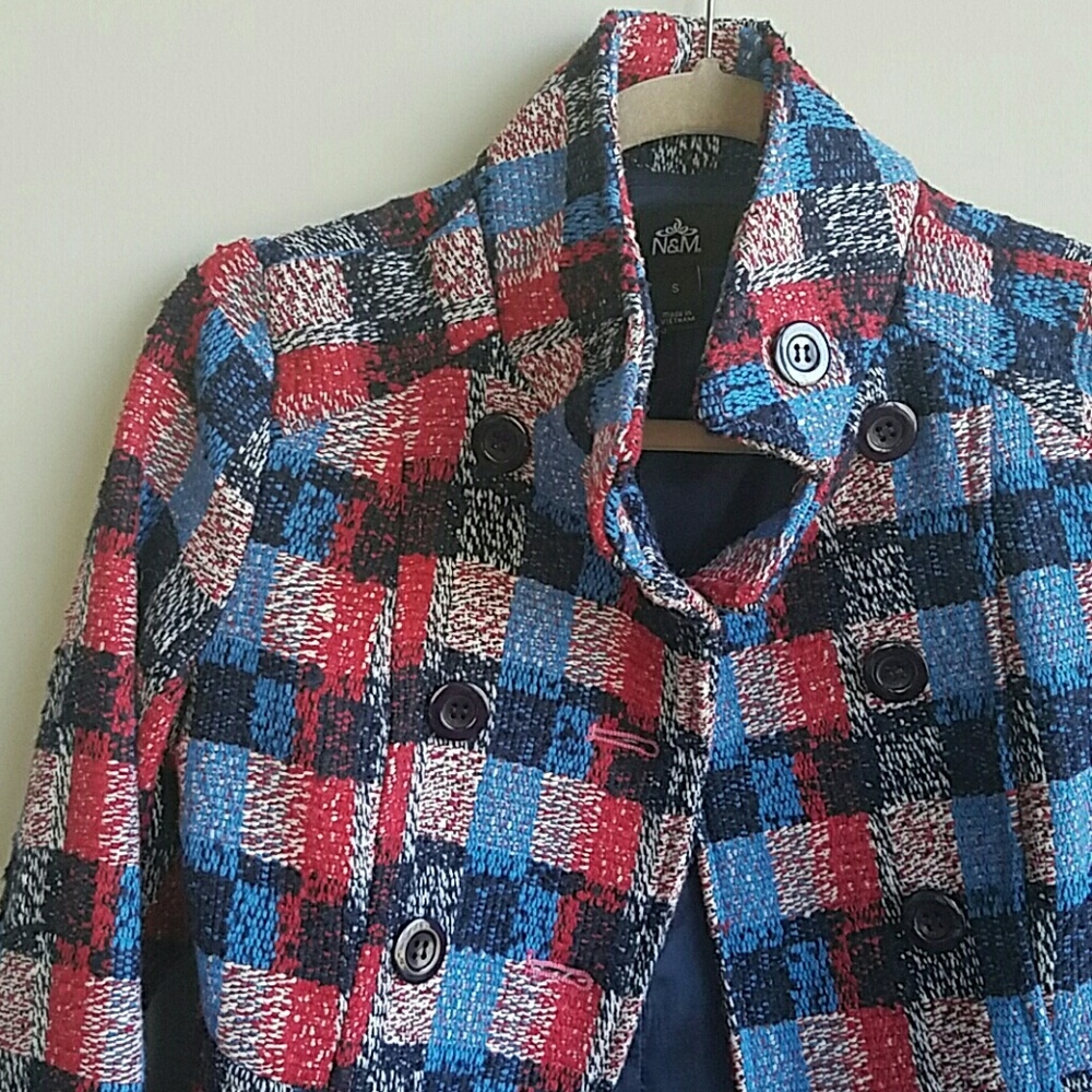 N&M red/navy cropped coat