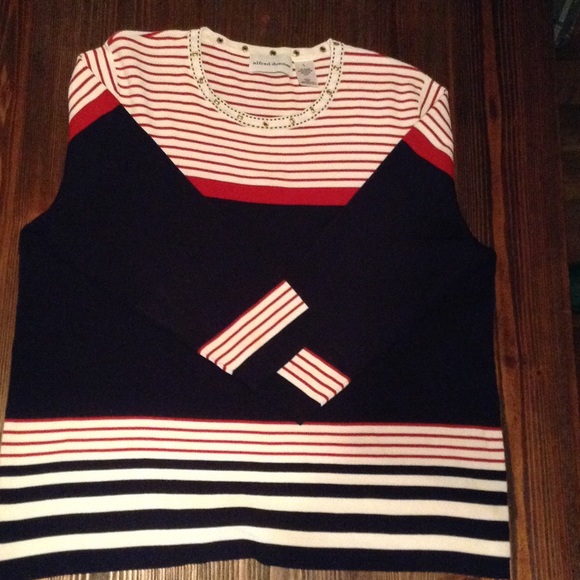 alfred dunner red, white, and blue shirt