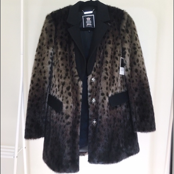 Juicy Couture Leopard Cheetah Faux Fur Coat Blazer