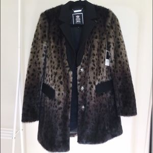 Juicy Couture Leopard Cheetah Faux Fur Coat Blazer