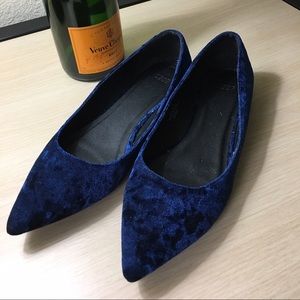 Asos blue velvet flats