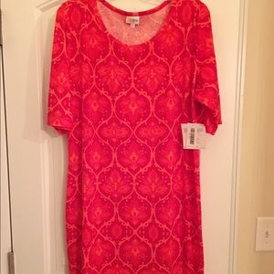 LuLaRoe 3X Julia - red and orange pattern
