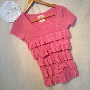Hollister pink ruffle top size M