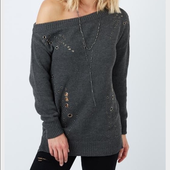 John and Jenn off shoulder sweater