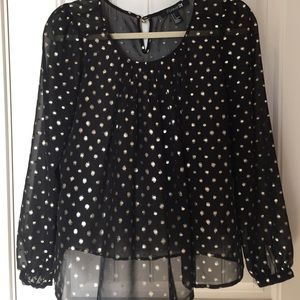 Black and gold sheer blouse