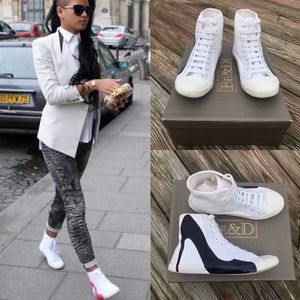 Be&D white sneakers with black heel! Size 7