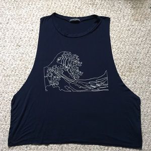 Navy Brandy Melville Wave Muscle Tee