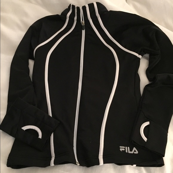XS Fila Zipper jacket Black with white piping