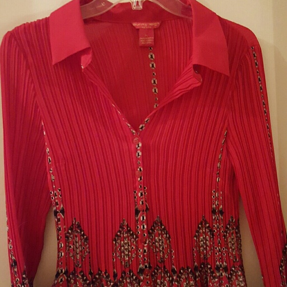 Gorgeous CLASSY RED FITTED RIBBED BLOUSE PL - Picture 1 of 4