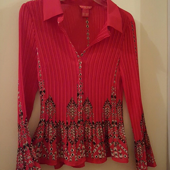 Gorgeous CLASSY RED FITTED RIBBED BLOUSE PL - Picture 2 of 4