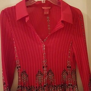 Gorgeous CLASSY RED FITTED RIBBED BLOUSE PL