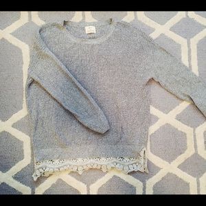 Urban Outfitters grey Sweater with Crochet Lace