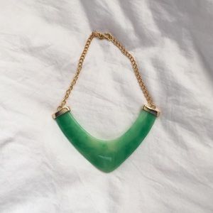 Kenneth Lane 22K Plated Resin Jade Bib necklace