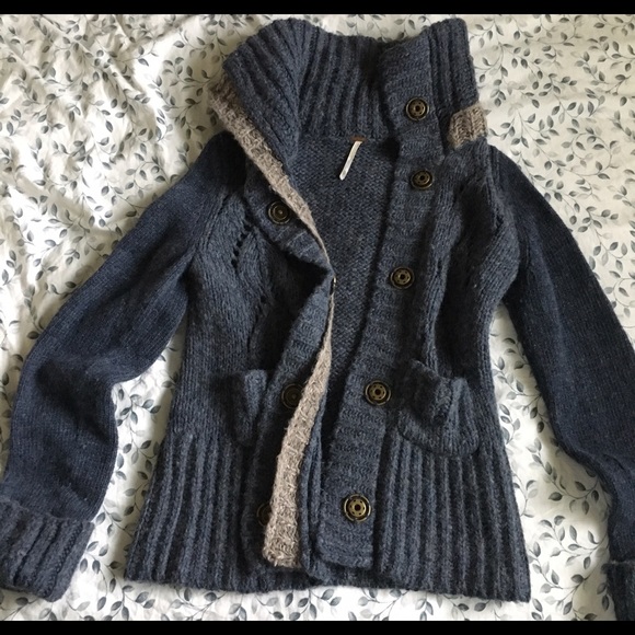 Free People High Funnel Neck Sweater Jacket-Small