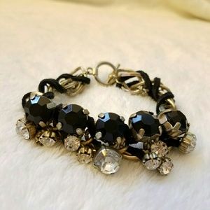 Chain & Ribbon Jeweled Link Bracelet