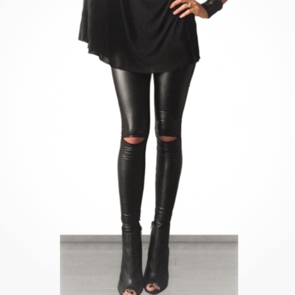 ✨ SALE - Leather Slit Knee Legging