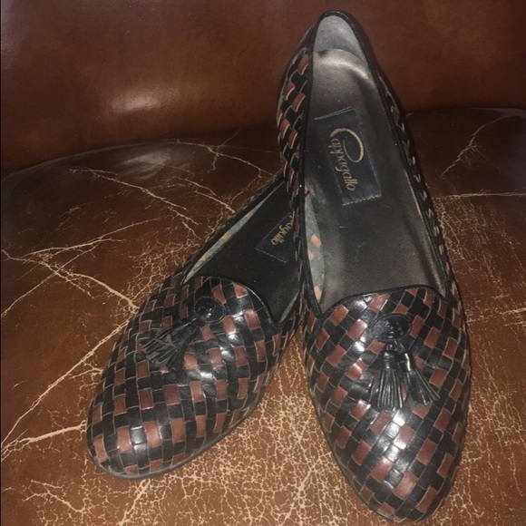 Leather Woven Black and Brown Flats
